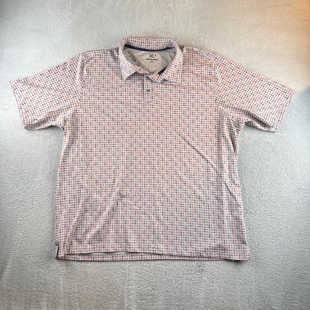 Johnston & Murphy XC4 Mens XXL Short Sleeve Performance Golf Polo Diamond Print
